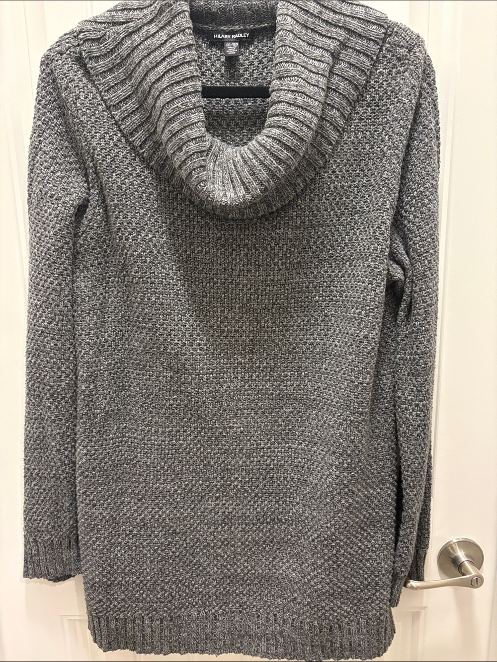 Hilary Radley XXL Gray Cowl Neck Tunic Sweater Cotton Blend Textured Knit